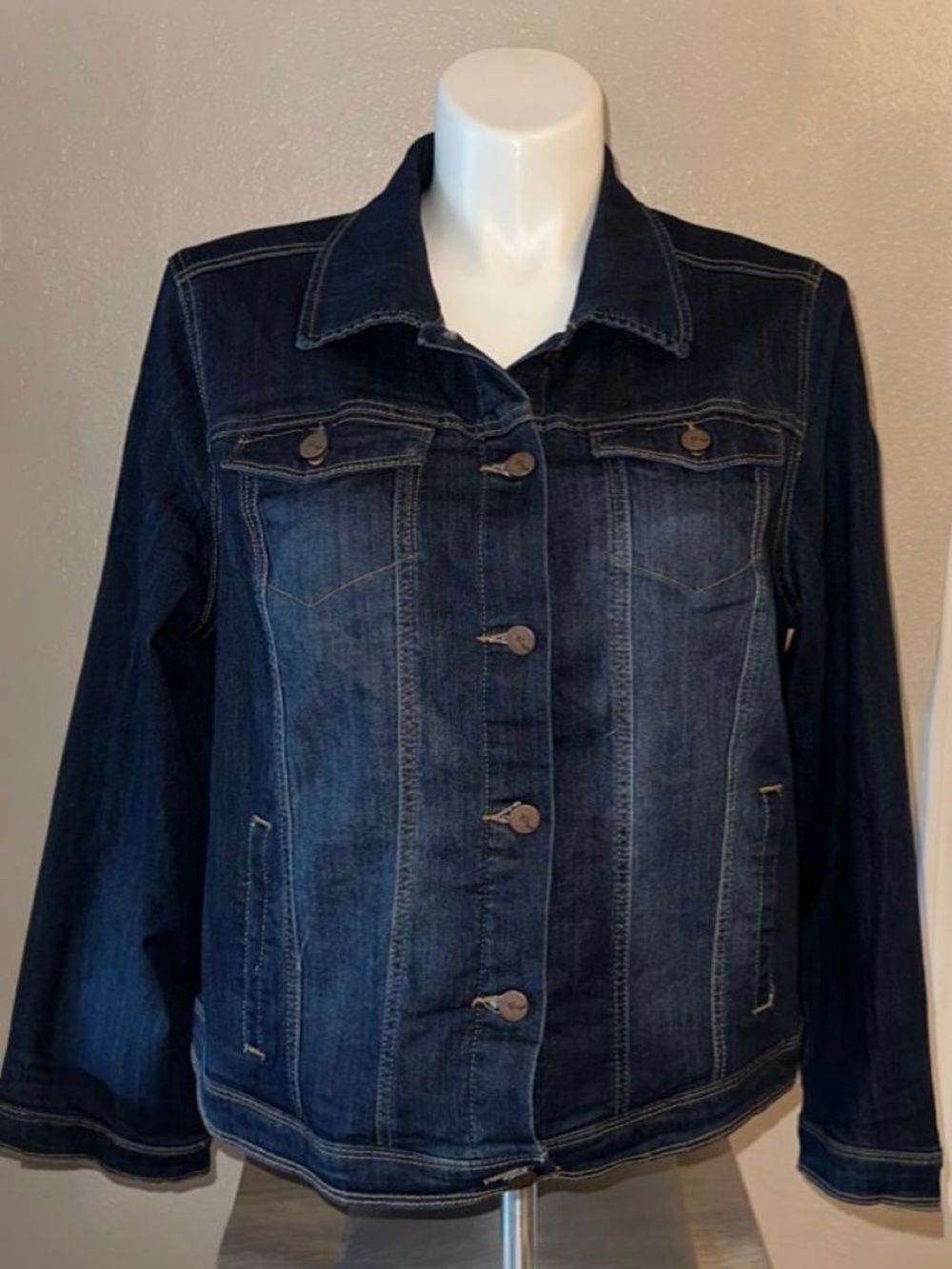1822 Brand Womens Size 2X Blue Denim Jacket